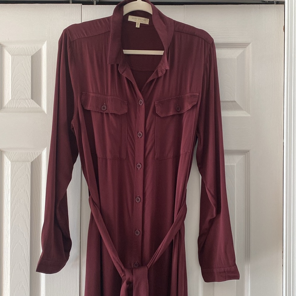 Side Stitch Midi Shirt Dress 100% Viscose